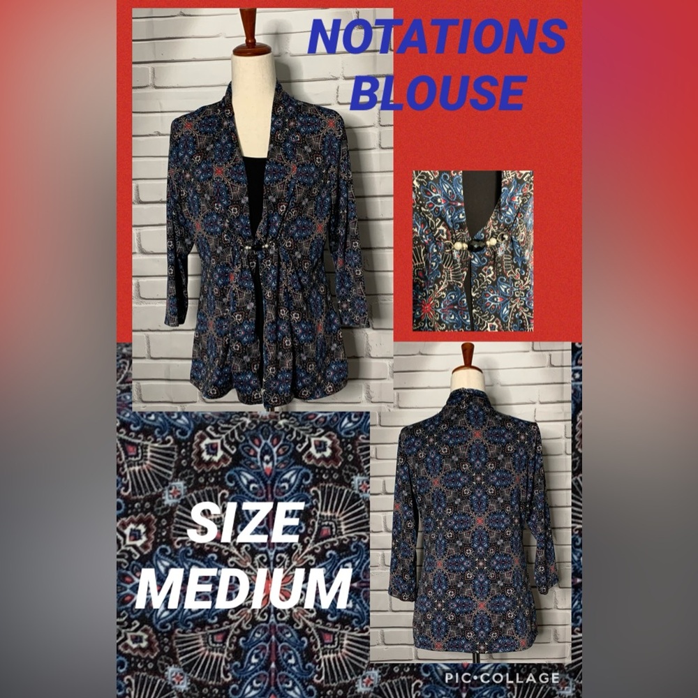 3/$20 Notations Multicolored Paisley 3/4 Sleeve Blouse